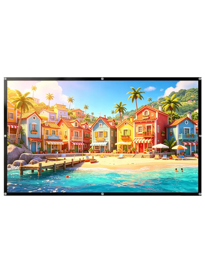 LEJIADA Projektionsleinwand 16:9 in Schwarz, waschbare und knitterfreie Milchseide-Leinwand für Heimkino und Outdoor, kompatibel mit Laser- und Kurzfokusprojektion - Bild 6