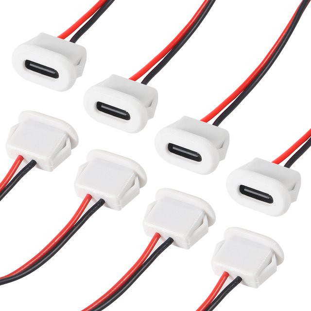 5er Set AOKIN USB Typ-C Steckverbinder Wasserdicht mit Schweißdraht in Weiß - Bild 1