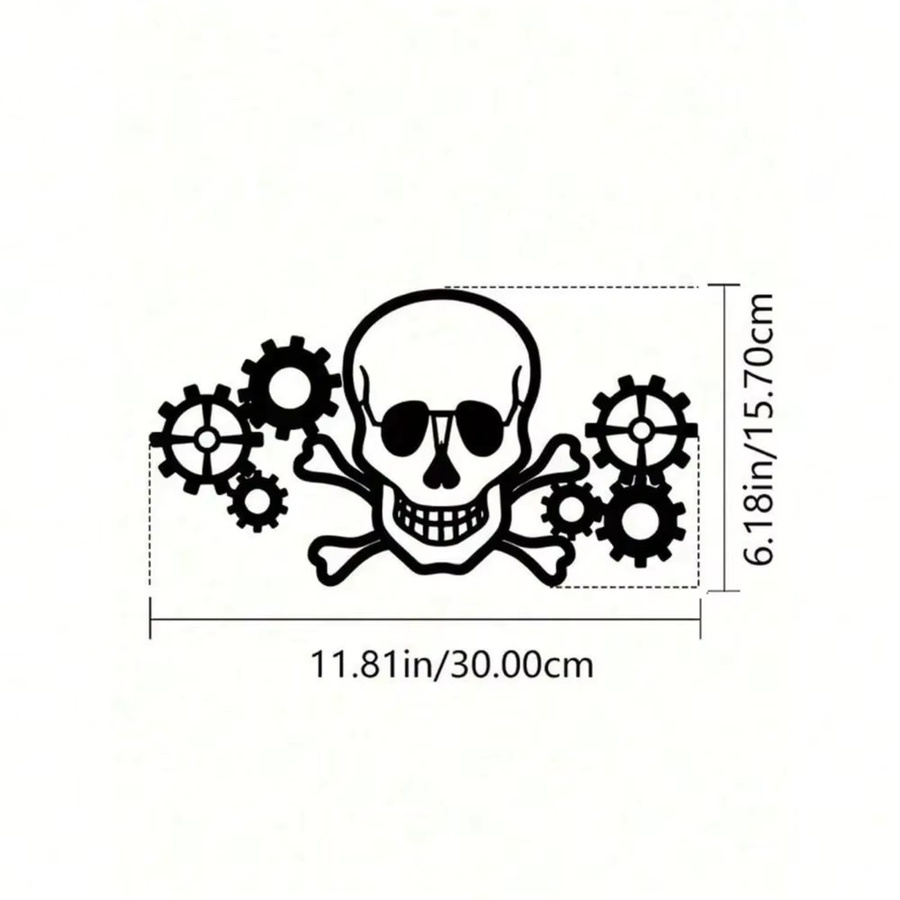 GothGear Vintage Steampunk Totenkopf Wandkunst aus Metall in Schwarz – Industrielles Skelett Dekor im Gothic Stil - Bild 2
