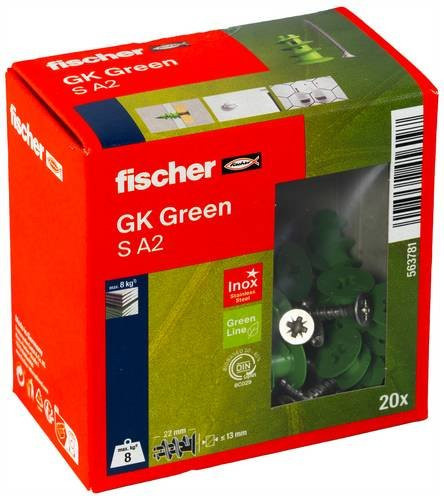 Fischer GK Green S Gipskartondübel Hohlraumdübel in Grün, 20 Stück - Bild 1