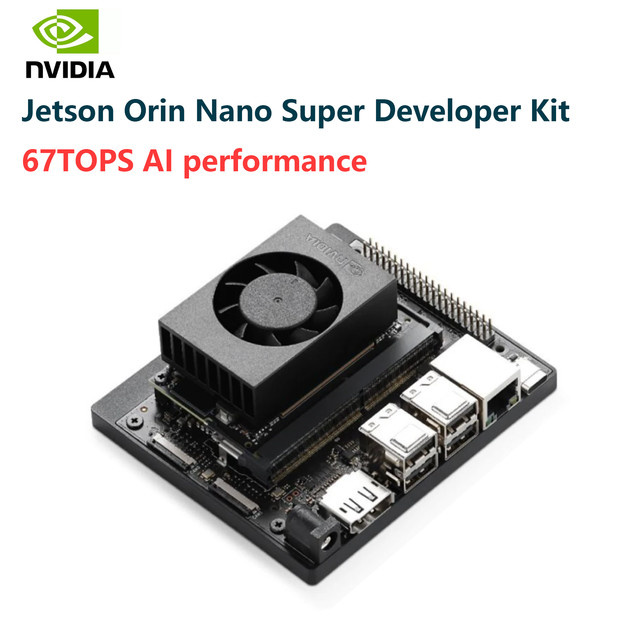 NVIDIA Jetson Orin Nano Super Developer Kit mit 8 GB RAM und 67 TOPS AI Performance, inklusive USB-C und 2x M.2 Key M für NVMe SSDs, Schwarz - Bild 1