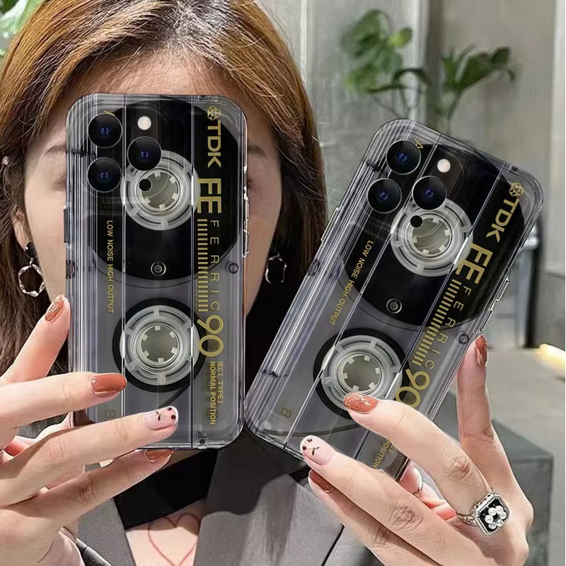 Retro Audioband Muster Handyhülle für Xiaomi 14T Pro 13 12 11 Lite 5G 14 13T 12T und Poco X5 X6 X7 F6 F7 M6 in Transparent - Bild 2