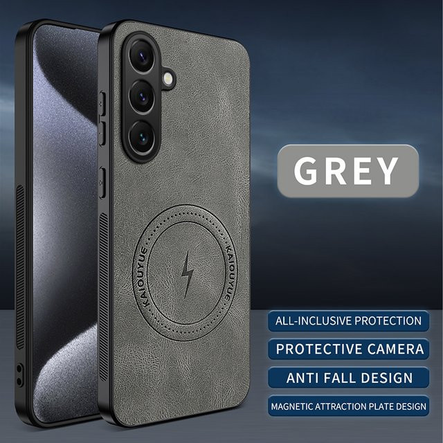 Magnetische PU-Leder Handyhülle für Samsung Galaxy S25 Ultra S24 S23 S22 S21 Plus und weitere Modelle in Schwarz oder Grau - Bild 1