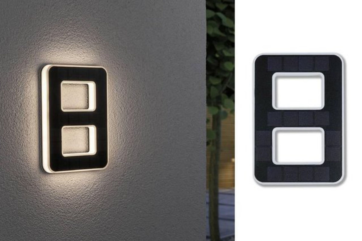 Paulmann Solar-Hausnummernleuchte 79849 in Schwarz mit warmweißem LED-Licht für Garten und Wand - Bild 2