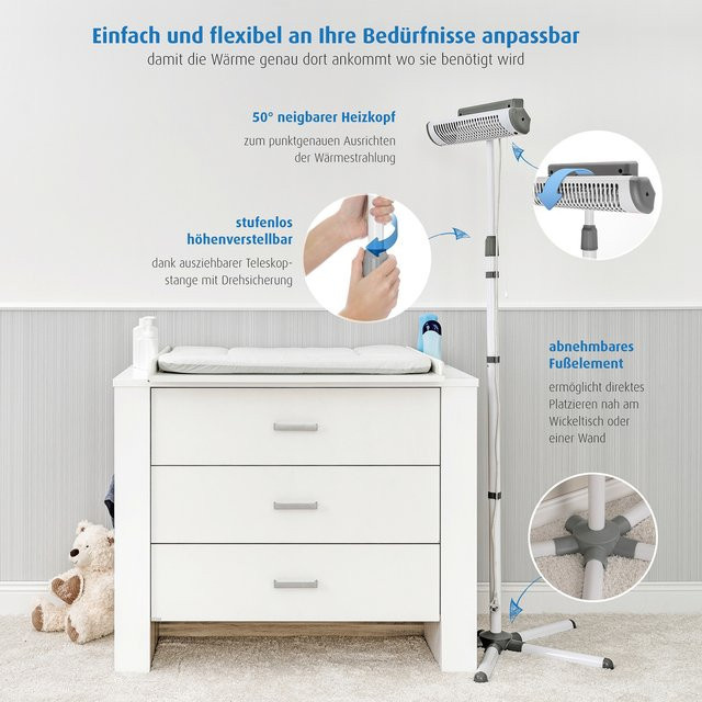 Reer Wickelheizstrahler EasyHeat Flex Infrarotheizung mit Standfuß in Weiß und Grau - Bild 1