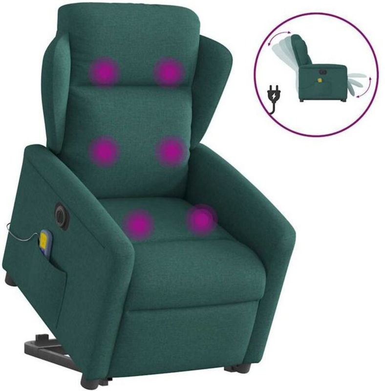 Vidaxl Elektrischer Massagesessel mit Aufstehhilfe in Dunkelgrün aus Stoff - Bild 1