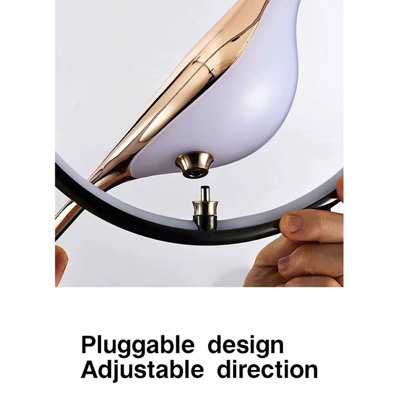 LEITELL Pendelleuchte mit Elster-Vogel Design, moderne hängende Glas-Metall-Leuchte für Schlafzimmer und Foyer, erhältlich in Gold/Messing, Silber oder Weiß - Bild 2