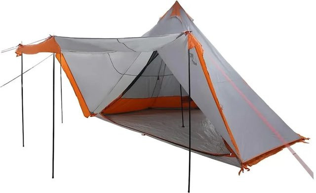 vidaXL Tipi-Familienzelt für 8 Personen in Grau und Orange, wasserdicht - Bild 1