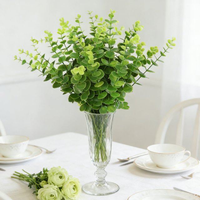 HUAFENFEN Künstliche Eukalyptusblätter in Mehrfarbig und Grün für Hochzeits-Brautstrauß, Tisch-Deko und DIY-Geschenke - Bild 1