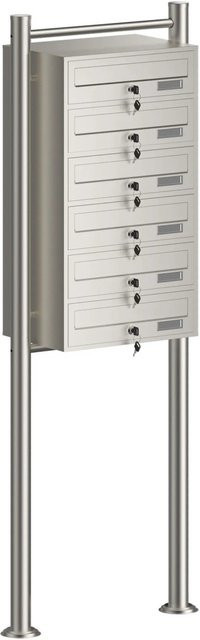 Wiltec Briefkastenanlage aus Edelstahl für 6 Einheiten, Farbe Silber, H x B x T: 150,0 x 55,6 x 27,0 cm - Bild 1