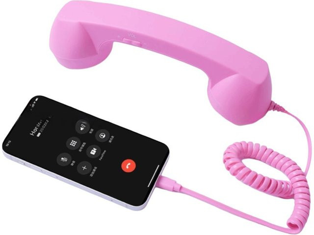 Retro-Telefonhörer Handheld-Empfänger von shanghaihueikuan mit USB-C und 3,5mm Klinke in Pink - Bild 1