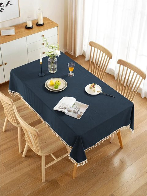 JMG Household Supplies Tischdecke aus Polyester mit Quasten, Blau, 90 x 90 cm - Bild 1