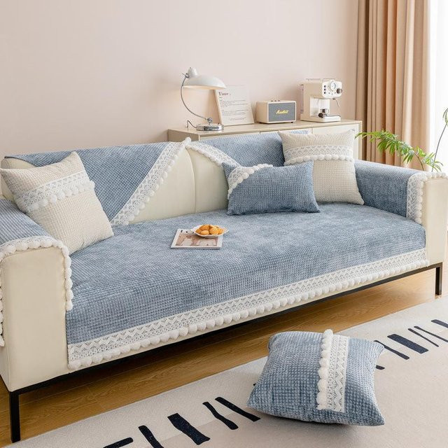 Super Six Sofakissen aus Plüsch in Blau, rutschfestes Sitzkissen für alle Jahreszeiten, B/B: 70 x 70 cm - Bild 1