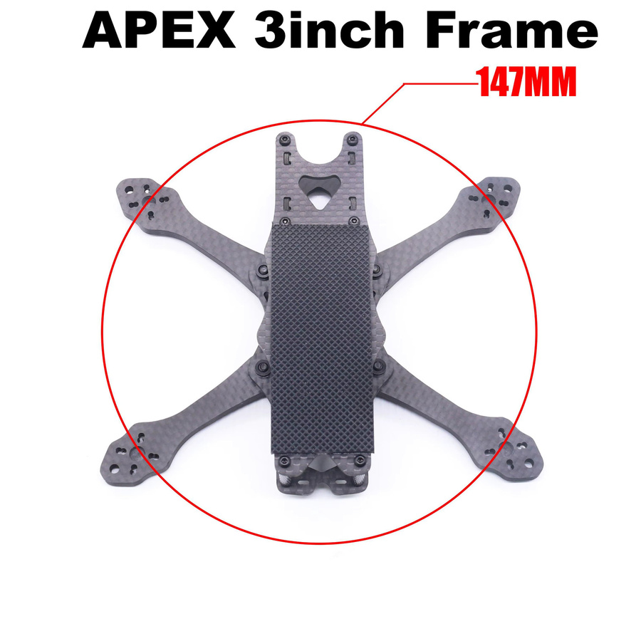 RCTOSKY FPV APEX Mini 3 Zoll Kohlefaser-Rahmensatz in Schwarz mit 4 mm dicken Armen für Freestyle RC Racing Drone Quadcopter - Bild 1