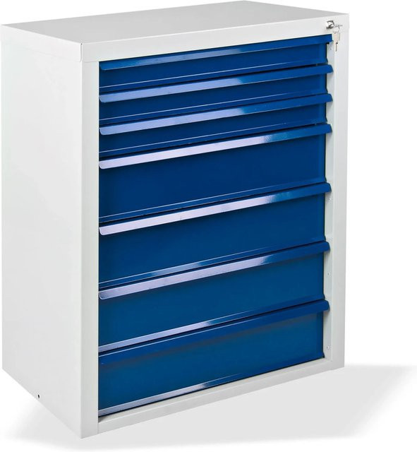 PROREGAL Schubladenschrank Kobra mit 7 Schubladen in Lichtgrau Blau, H x B x T: 90 x 70 x 43,5 cm - Bild 1