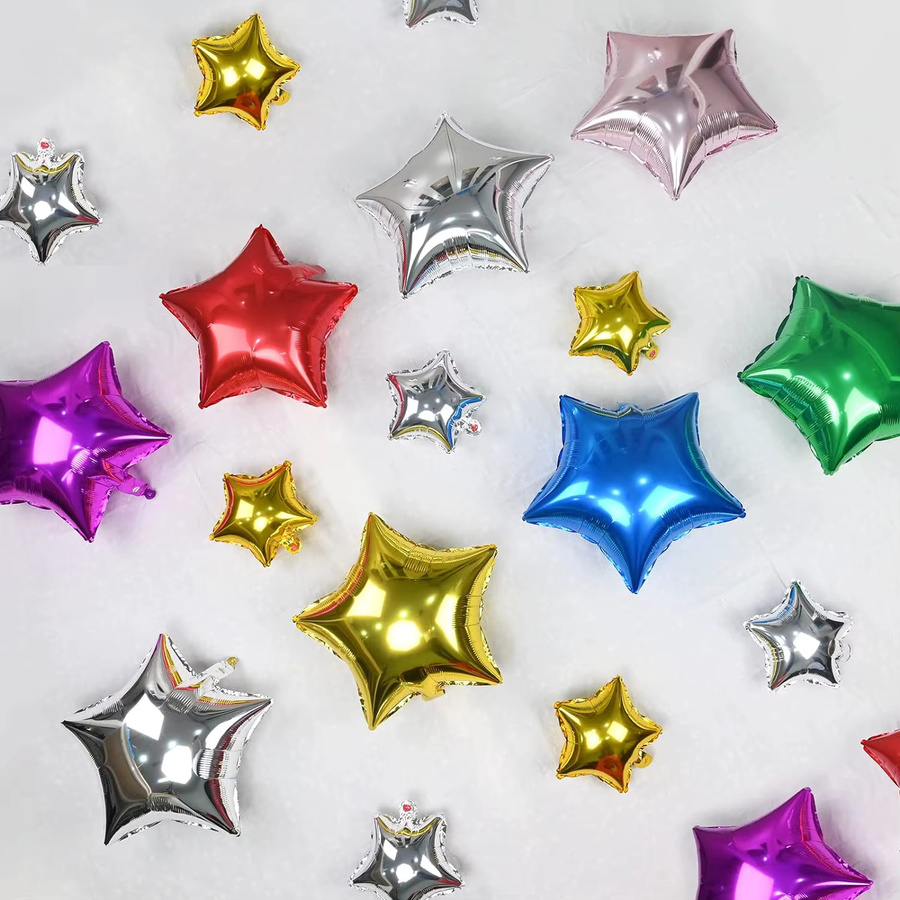 Goldene Metallic Stern Folienballons für Hochzeit, Geburtstag und Silvester, Durchmesser: 12,7 cm - Bild 2