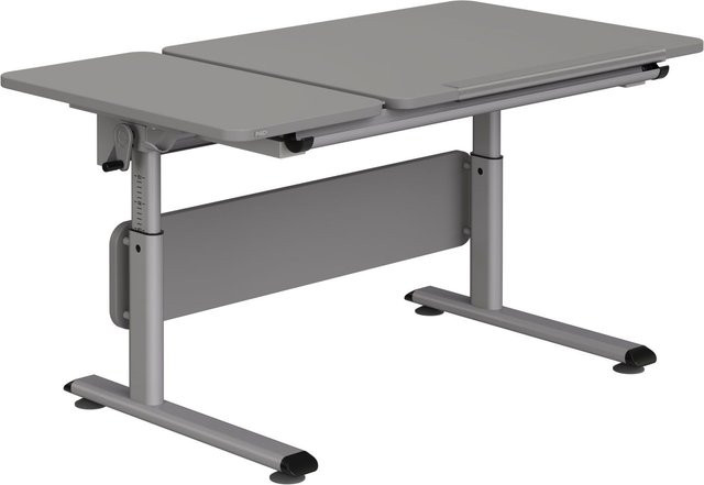 Schreibtisch PAIDI DIEGO 130 GT in Grau und Silber, höhenverstellbar mit Neigefunktion und Kurbelantrieb, Holz, B/T/H: 127,5 x 79,0 x 79,0 cm - Bild 1