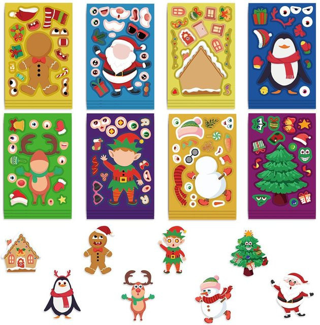 Yiran toy Weihnachtsmann Haustier Aufkleber 8-teiliges Set multicolor - Bild 1