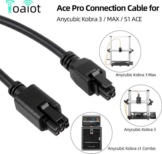 Ace Pro 4-Pin Verbindungskabel für Anycubic Kobra 3, MAX, S1 und S1C 3D-Drucker, 1,5m Datenkabel in Schwarz - Bild 1