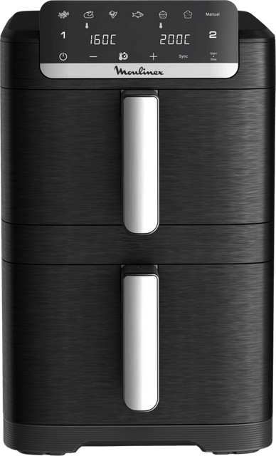 Moulinex Easy Fry Crispy Stack Dual Heißluftfritteuse mit Dual Zone in Schwarz - Bild 1