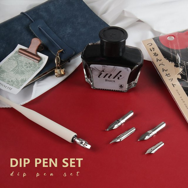 SeamiArt 6-teiliges Dip-Pen-Set mit 5 Stiften und 1 Stifthalter in Schwarz für Kalligraphie, Anime und Comic-Kunst - Bild 1