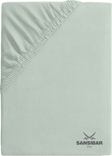 Topperbezug SANSIBAR Jersey aus Baumwolle, Grün-Weiß, B/T: 140 x 200 cm - Bild 1