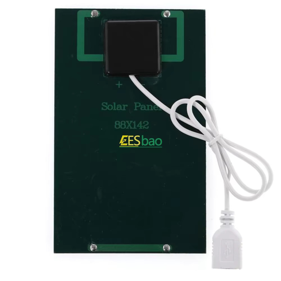 EESBAO USB Solar Panel 5W 5V Tragbares Polysilizium Solar Ladegerät Schwarz - Bild 3