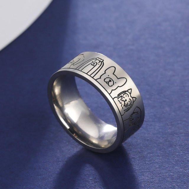 Ring Edelstahl, Gold, Graviert, Hunde, Unisex - Bild 1