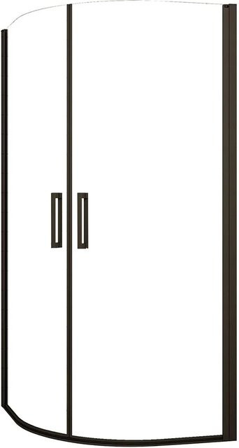 AICA Rundduschkabine Viertelkreis Schwarz mit Drehtür aus 6 mm ESG Sicherheitsglas, B/T/H: 80 x 80 x 195 cm - Bild 1