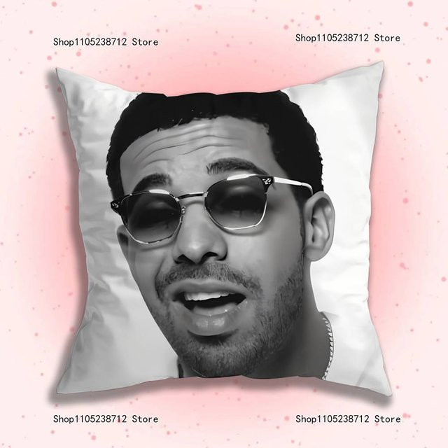 Drake O-OvO Eulen Kissenbezug aus kurzem Plüsch mit Cartoon-Print, Weiß, B/T: 45 x 45 cm - Bild 1