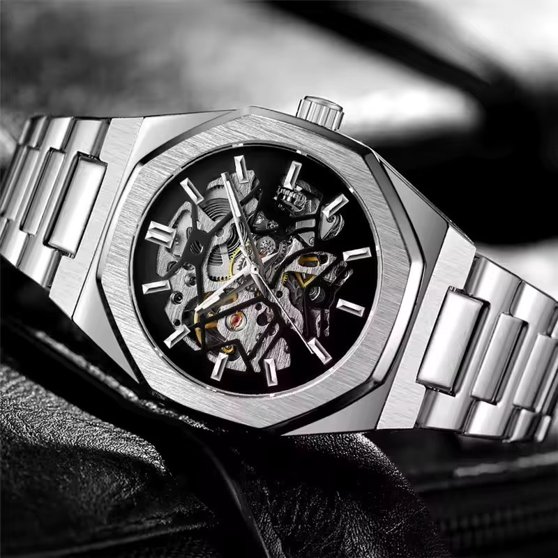 Forsining Armbanduhr Automatik, Edelstahl, Schwarz, Gold, Herren - Bild 2