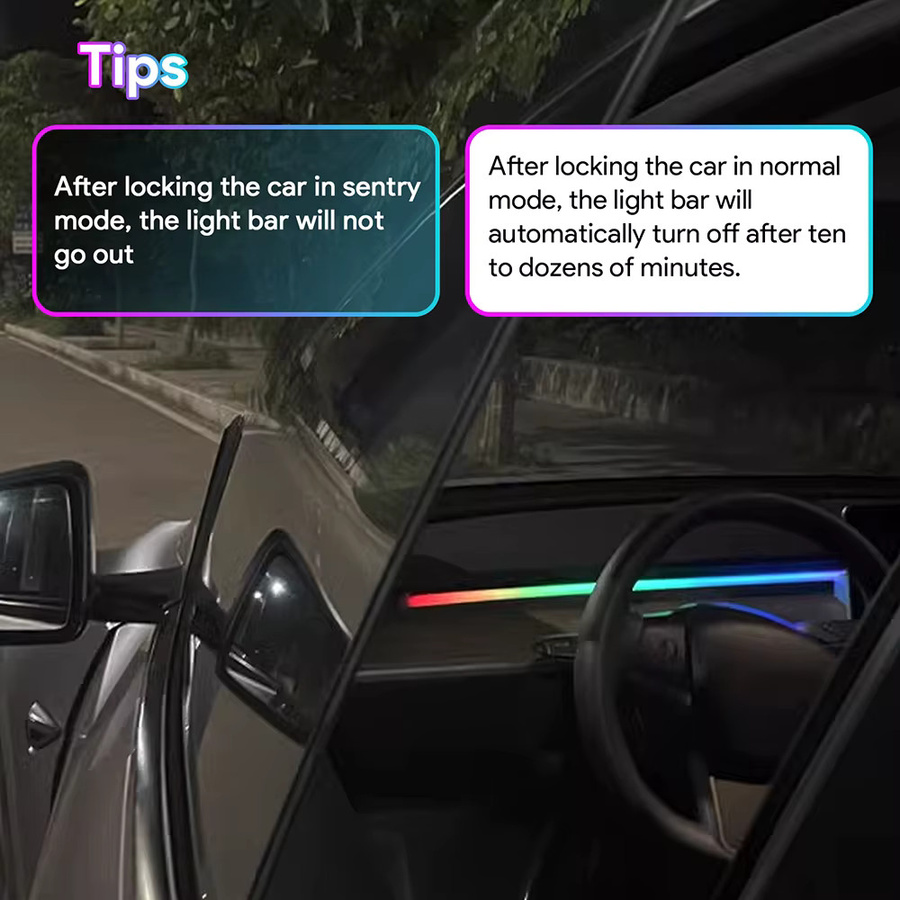 KUNGKIC Universal LED Umgebungsbeleuchtung für Tesla Modell 3Y S X, RGB Neon Flex Lichtstreifen mit USB, App- und Fernbedienung Steuerung, Multicolour Symphonie Atmosphäre Lampe - Bild 4
