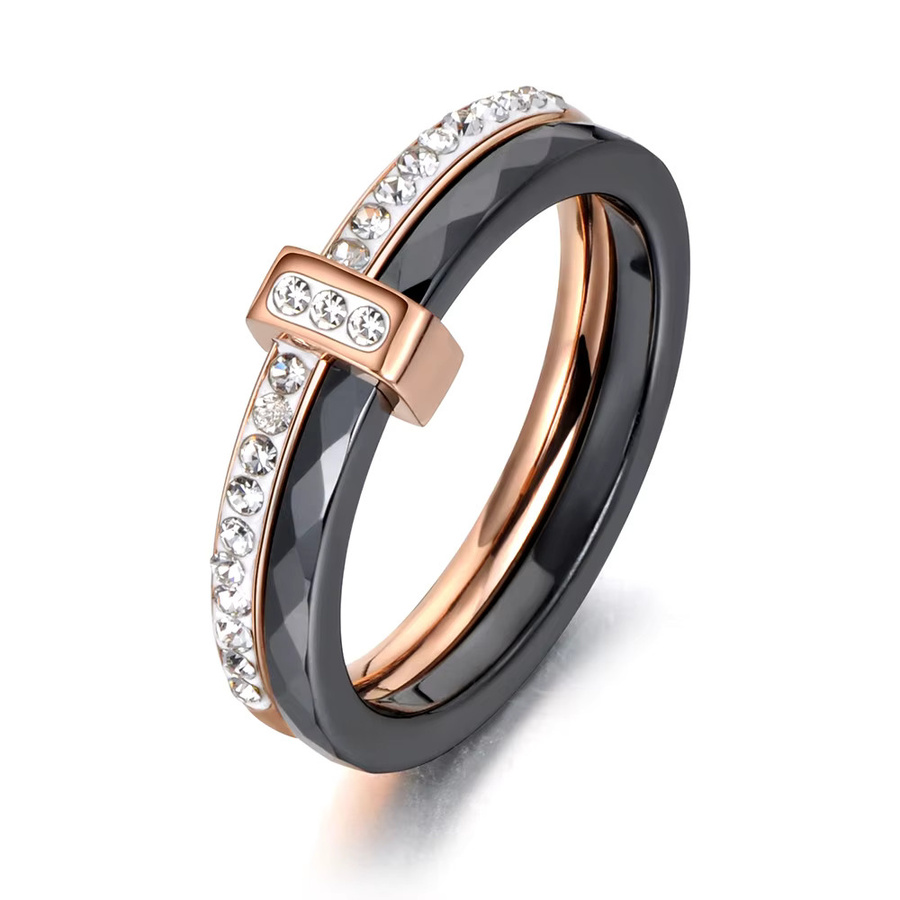 JeeMango Verlobungsring, Edelstahl, Roségold, Kristall, Unisex - Bild 1