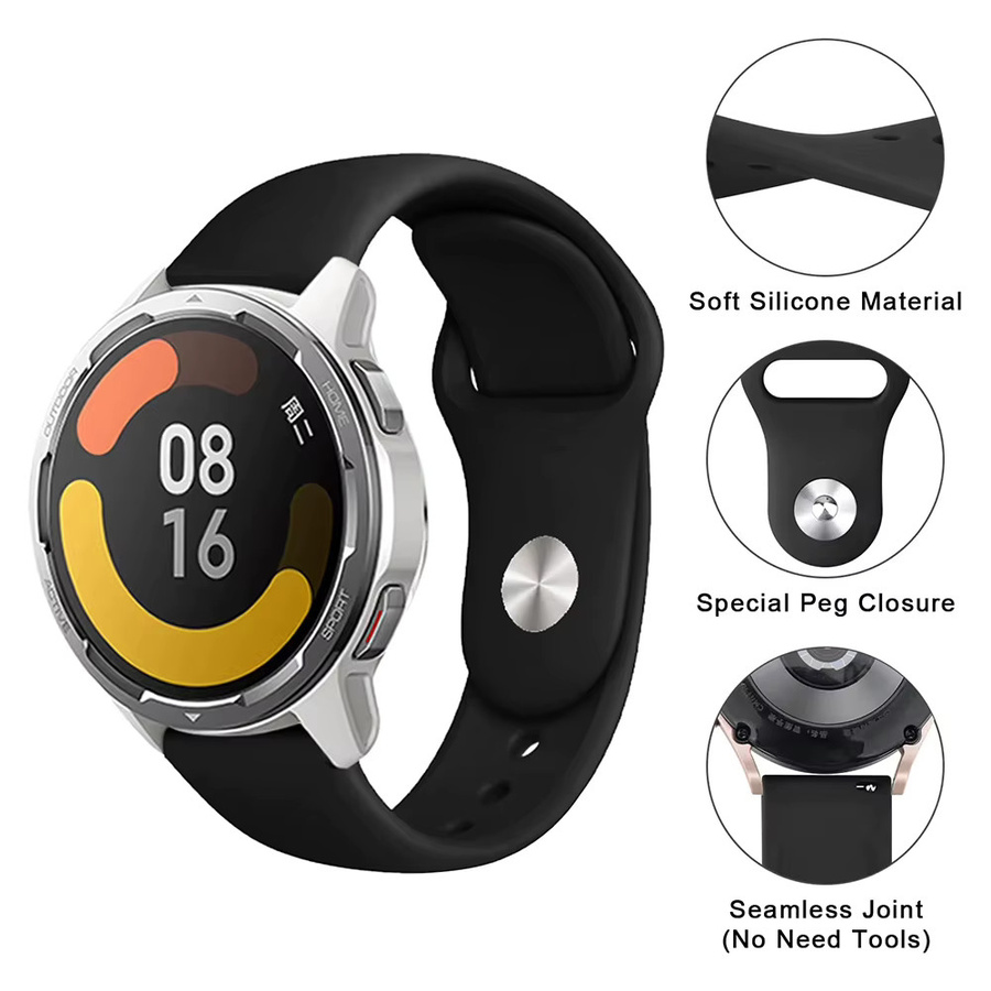 Xiaomi Uhrenarmband Silikon, Schwarz, 20mm 22mm - Bild 3