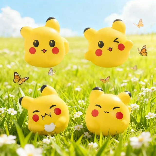4-teiliges Keeppley Pikachu Pokémon Miniatur-Modell Set in Gelb zur Dekoration von Schreibtisch und Büro - Bild 1