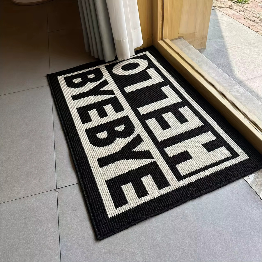 VIKAMA Hello Rug Bodenmatte Schwarz, rutschfest und schmutzabweisend, rechteckig für Wohnzimmer, Schlafzimmer oder Flur - Bild 2