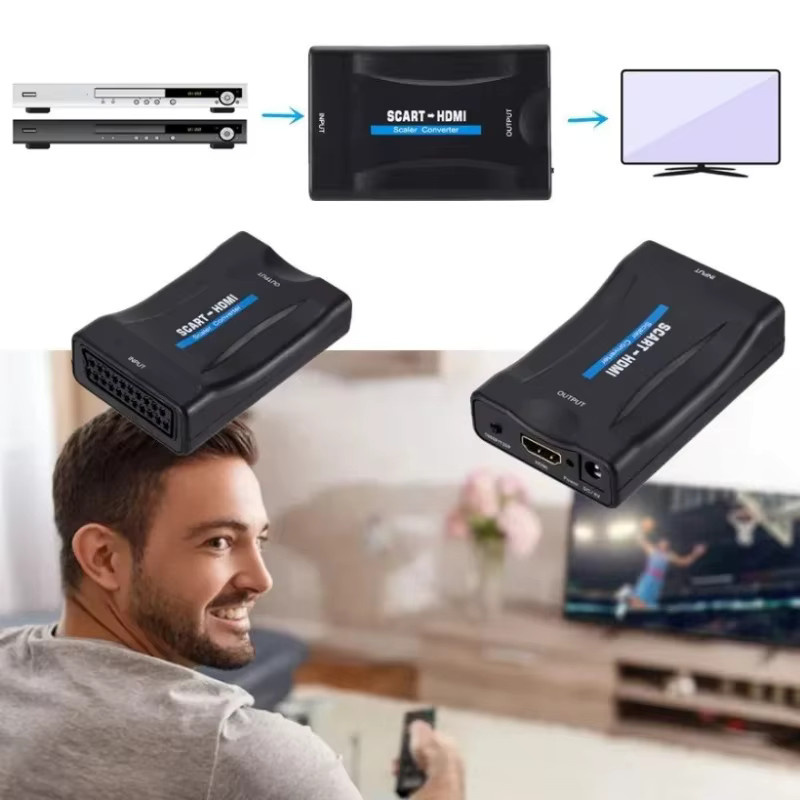GRWIBEOU SCART zu HDMI Video-Audio Upscale Konverter Adapter in Schwarz für HD-TV, DVD und Set-Top-Boxen - Bild 4