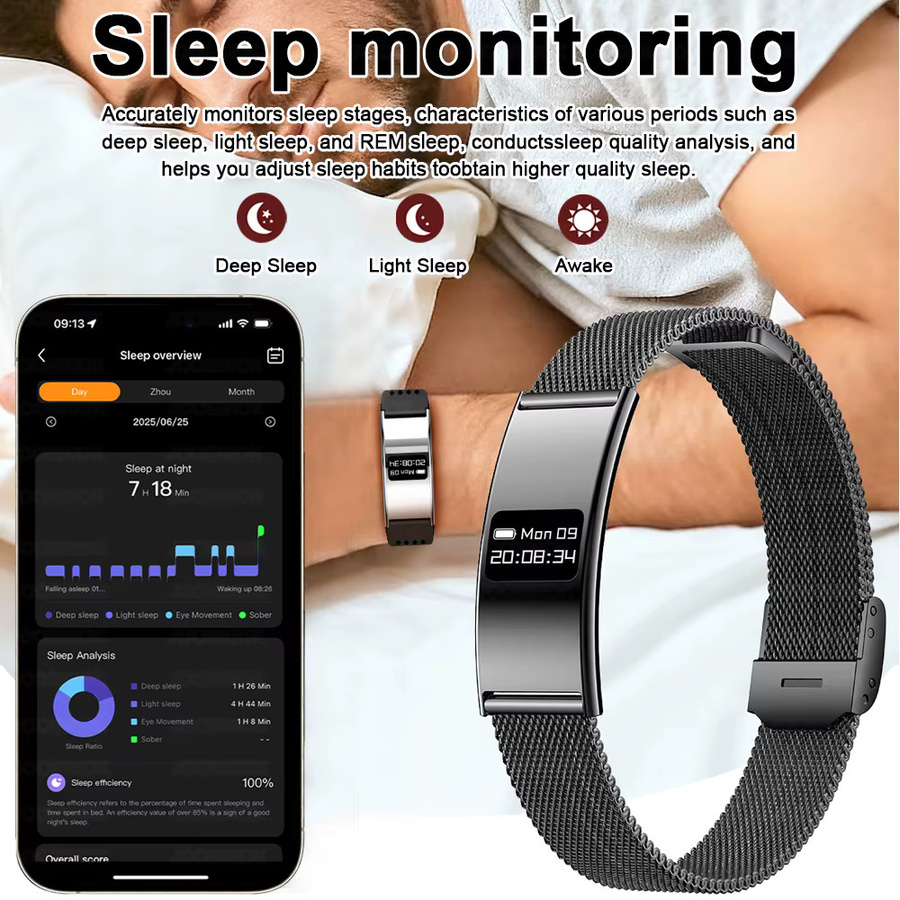ChiBear Smart Armband Schwarz mit Herzfrequenz- und Schlafmonitor sowie Wasserdichtigkeit für Android und iOS - Bild 6