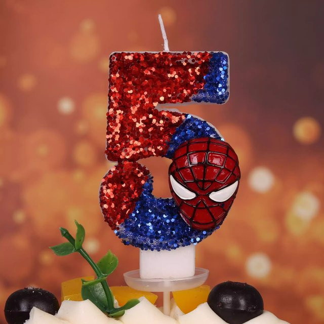 MINISO Digitale Geburtstagskerze mit Spider-Man-Motiv in Multicolour für Kindergeburtstage - Bild 1