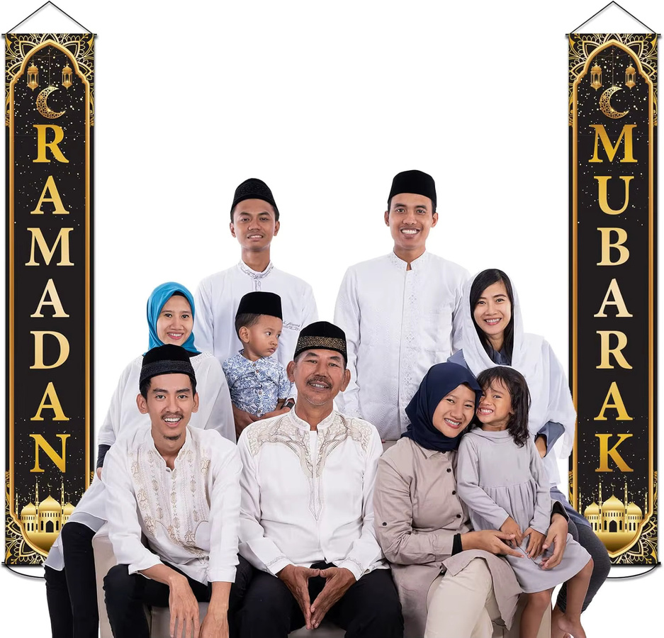 VIKAMA Ramadan Mubarak Banner Set als hängender Hintergrund für Innen- und Außenpartys mit orientalischem Design, B/H: 180 x 30 cm - Bild 6
