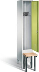 C+P Garderobenschrank Evolo mit Front in Viridingrün, Korpus in Lichtgrau und Gestell in Schwarzgrau, H x B x T: 185 x 32 x 81,5 cm - Bild 1
