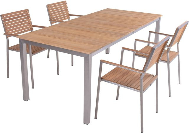 Garden Pleasure Gartenmöbel-Set Dallas 5-teilig aus Teakholz in Braun - Bild 1