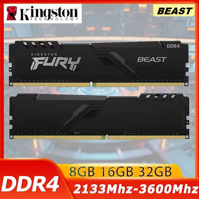 Kingston Fury Beast DDR4 RAM Speicher in Schwarz für Desktop-Mainboards (AMD und Intel) mit XMP 2.0 Unterstützung - Bild 1