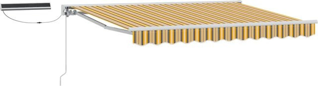 vidaXL Elektrische Ausziehbare Markise mit Semi-Cassette in Gelb Grau und Weiß, B: 250 cm, A: 200 cm - Bild 1