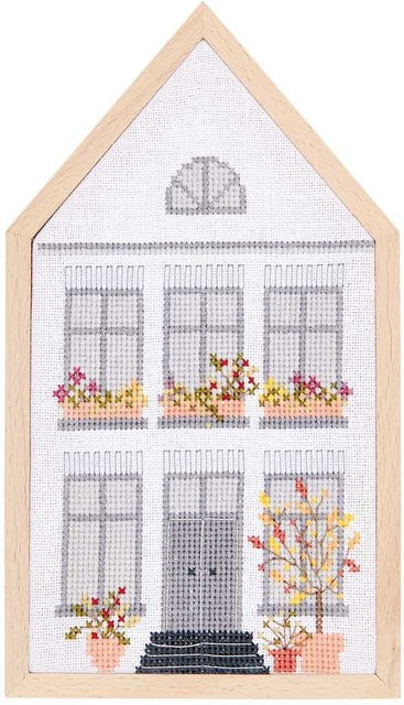 Rico Design Stickpackung Herbsthaus mittel aus Baumwolle, weiß, Höhe: 22,5 cm, Breite: 12,0 cm - Bild 1