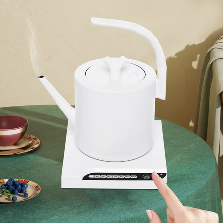 Elektrischer Wasserkocher Bymaocar mit 7 Temperaturreglungen und Voreinstellungen, Edelstahl-Warmwasserboiler für Kaffee und Tee, Weiß, 1 l