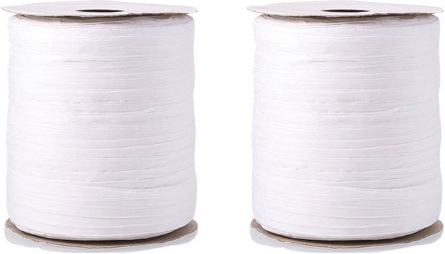 2 Rollen weißes Bastpapierband mit 91 m pro Rolle als Verpackungsschnur und Bastelband für DIY-Projekte - Bild 1