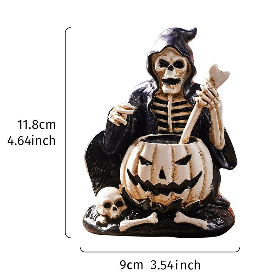 Retro Halloween Schädel Statue aus Harz als dekoratives Kunsthandwerk - Bild 3