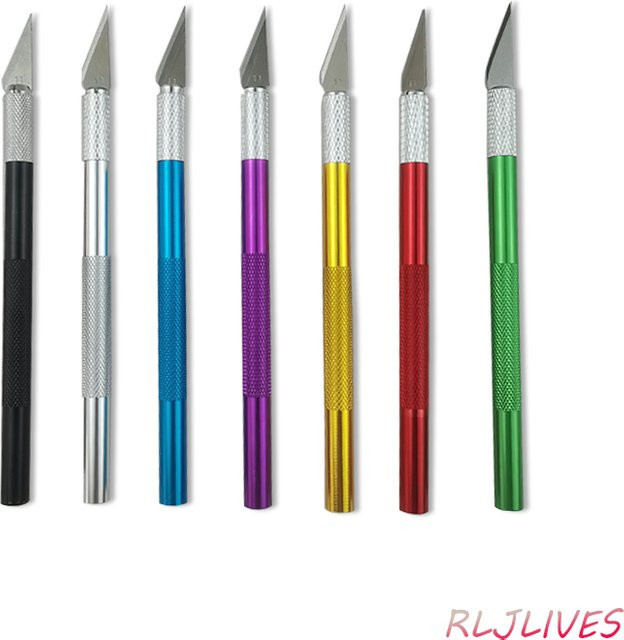 RLJLIVES Leder Schneidmesser und Gravurstift mit Aluminiumgriff in Silber - Bild 1