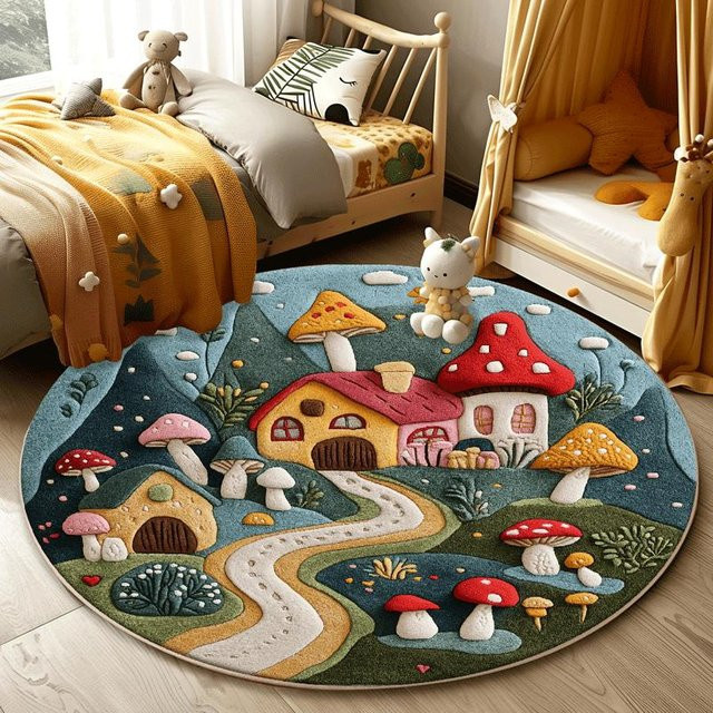 Runder Teppich von JMG Household Supplies mit floralem Design, Waschbar und Anti-Rutsch, Durchmesser: 40 cm - Bild 1